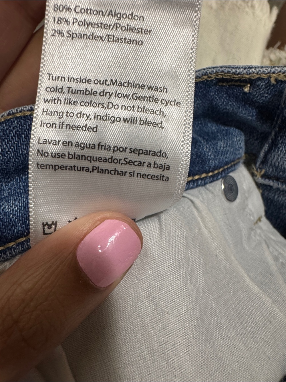 Risen Two-Tone Ombre Denim Shorts in Blue and White - Picture 7 of 7
